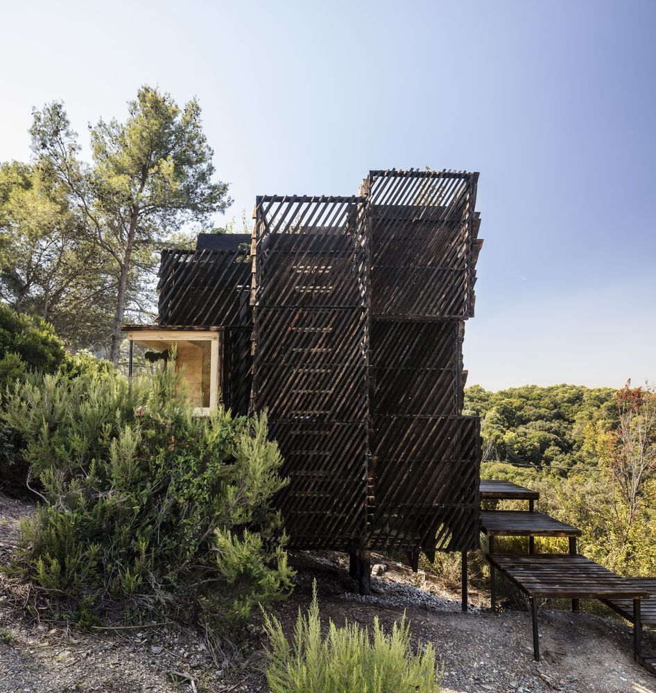 Arquitetura Km 0 | The Voxel (axonometria) | Valldaura Labs | Parque Natural de Collserola, Barcelona, Espanha, 2020. © José Hevia e Valldaura Labs